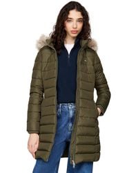 Tommy Hilfiger - Donna Cappotto Piumino Essential Hooded Down Coat con Pelle Sintetica - Lyst