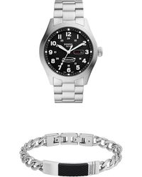 Fossil - Watch FS5976 + armband Textured Plaque Edelstahl - Lyst