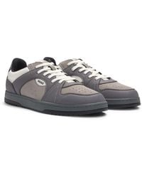 HUGO - Mixed-Material Trainers With Nubuck-Effect Trims - Lyst