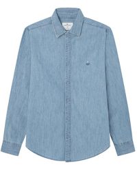 Springfield - Reconsider Denim Basic LS Custom FIT Shirt with Embroidery Logo Camisa - Lyst