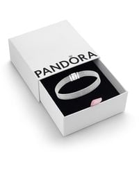 PANDORA - Timeless Sterling Silver Mesh Bracelet For Charms - Lyst