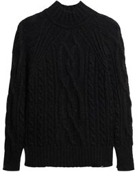 Superdry - Hochgeschlossener Pullover mit Zopfmuster Schwarz 38 - Lyst