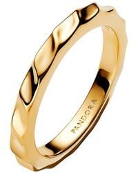 PANDORA - 163885c00 Band Ring Wavy Gold-coloured - Lyst