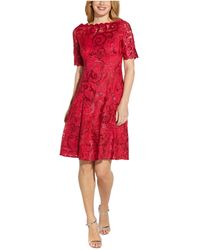 Adrianna Papell - Embroidered Lace Midi Dress - Lyst