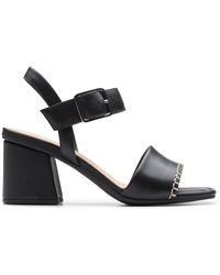 Clarks - Siara65 Buckle Leather Sandals In Black Standard Fit Size 5 - Lyst