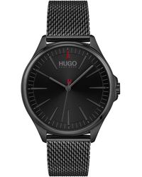 HUGO - Analogue Quartz Watch For Men With Black Stainless Steel Mesh Bracelet - 1530204 - Lyst