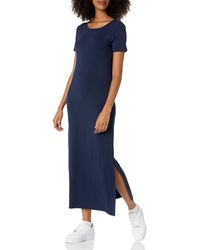 Amazon Essentials - Jersey Standard-fit Short-sleeve Crewneck Side Slit Maxi Dress - Lyst