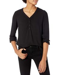 Amazon Essentials 3/4 Sleeve Button Popover Shirt Camisa - Negro