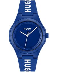 HUGO - Zeiger-Quarzwerk für Kollektion #LIT mit Blaues Silikonarmband - Lyst