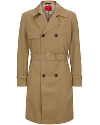 HUGO - S Maluks2341 Water-repellent Trench Coat With Belted Closure - Lyst