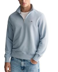 GANT - S Half Zip Sweatshirt Dove Blue S - Lyst