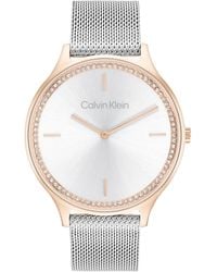 Calvin Klein - Montre À Mouvement Quartz Deux Aiguilles pour Collection CK Timeless avec Bracelet Milanais en Acier - Lyst