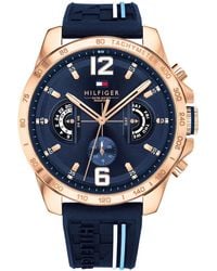 Tommy Hilfiger - Analogue Multifunction Quartz Watch For Men With Navy Blue Silicone Bracelet - 1791474 - Lyst