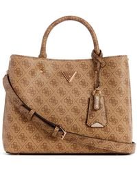 Guess - Meridian Ii Girlfriend Satchel Bag Latte Logo - Lyst