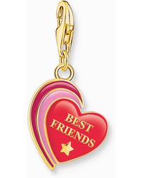 Thomas Sabo - Gold-plated Charm Pendant In Heart-shape With Engraving 925 Sterling Silver - Lyst