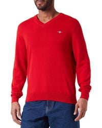 GANT - Classic Cotton V-neck Sweater - Lyst