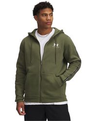 Under Armour - Haut Entièrement Zippé À Bandes Griffées Icon Fleece Pour Homme Marine Od Blanc - Lyst