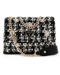 Guess - Everlee Mini Convertible Xbody Flap Bag Black Multi - Lyst