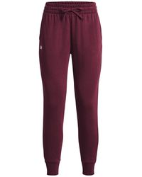 Under Armour - Rival Fleece Jogginghose Bordeaux/weiß - Lyst