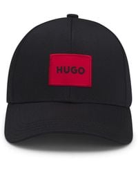 HUGO - X 581-RL Cap aus Baumwoll-Twill mit rotem Logo-Label Schwarz Stck - Lyst