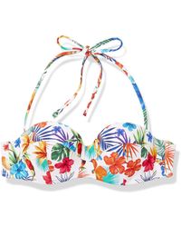 Desigual Damen Swimwear Triangle Leopard Woman White Bikinioberteil