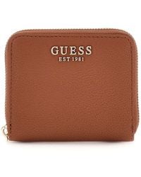 Guess - Geldbörse Gregoria SLG Small Zip Around Wallet Cognac braun - Lyst