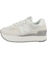 New Balance - 574+ In White/grey Leather - Lyst