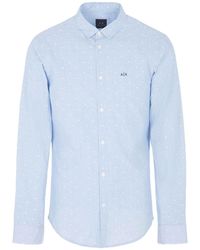 Emporio Armani - A | X Armani Exchange Slim Fit Yard Dyed Cotton Dot Pattern Long Sleeve Woven Shirt - Lyst