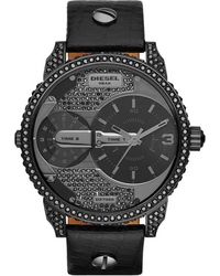 DIESEL - 46mm Mini Daddy Quartz Stainless Steel And Leather Multifunction Watch - Lyst