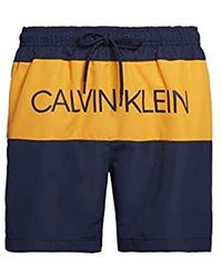 Calvin Klein Medium Drawstring-Block Bañador de natación para Hombre - Azul