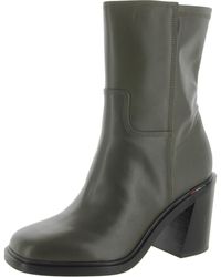 Franco Sarto - S Penelope Mid Calf Chunky Heel Bootie Olive Green Leather 8.5 M - Lyst