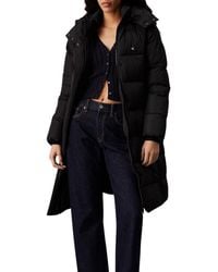 Calvin Klein - Abrigo Mujer Long Puffer con capucha - Lyst