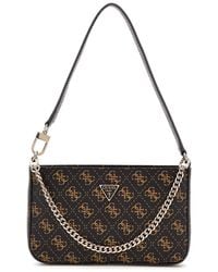 Guess - Noelle Ii Mini Top Zip Shoulder Bag Brown Logo - Lyst