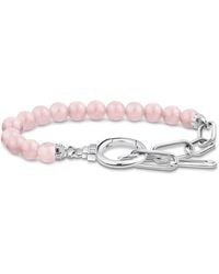 Thomas Sabo - Silver Bracelet With Link Chain Elements And Rose Quartz Beads 925 Sterling Silver A2134-035-9 - Lyst