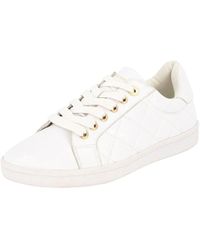 Dune - Ladies Excited Quilted Trainers Size Uk 7 White Flat Heel Trainers - Lyst