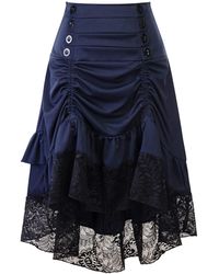 Superdry - Steampunk Gothic Skirt Lace Splicing Punk High Waist Skeleton Print Halloween Cosplay Mini Skirt Carnival Short Skirt Medieval - Lyst