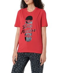 Love Moschino - Regular Fit Short Sleeves With Shiny Skateboard Print T Shirt - Lyst
