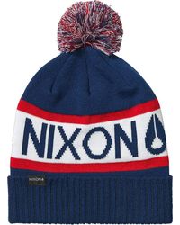 Nixon - Teamster R Navy White Beanie Beany Wool Hat S - Lyst