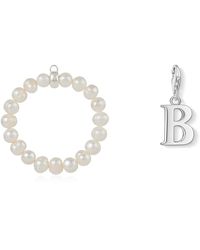 Thomas Sabo - Armband Süßwasser Zuchtperle Charm Club 925 Sterling Silber X0041-082-14 & Charm-Anhänger B Buchstabe Charm Club 925 - Lyst