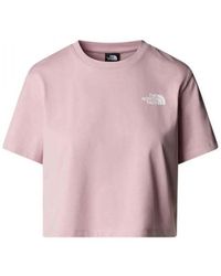 The North Face - NF0A87U40SO W Simple Dome Cropped Slim Tee T-Shirt Donna Metal Pink Taglia S - Lyst
