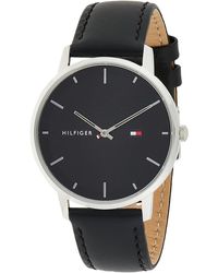 Tommy Hilfiger Analoog Quartz Horloge Met Lederen Band 1791651 - Zwart