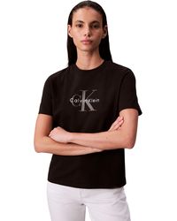 Calvin Klein - Camiseta de ga Corta Mujer Hero Classic Monologo tee con Cuello Redondo - Lyst