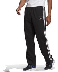 adidas - Essentials 3-stripes Fleece Open Hem Pants - Lyst