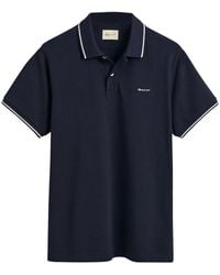 GANT - S Tip Short Sleeve Pique Polo Shirt Evening Blue Xxl - Lyst