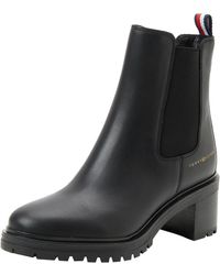 Tommy Hilfiger - Bottes Low Boot Essential Midheel Leather Bottines - Lyst