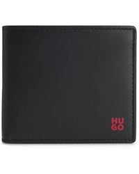 HUGO - Klapp-Geldbörse Aus Leder Mit Rotem Stack-Logo - Lyst