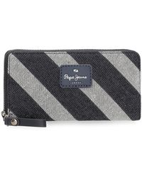 Pepe Jeans - Celine Wallet With Card Holder Blue 19.5x10x2cm Polyester With Faux Leather Details By Joumma Bags - Lyst