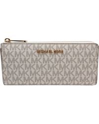 Michael Kors - Jet Set Large Three Quarter Zip Wallet Vanilla Signature - Lyst