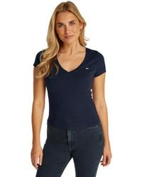 Tommy Hilfiger - Donna T-Shirt iche Corte Slim con Scollo a V - Lyst