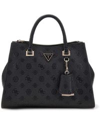 Guess - Sac à main sac à épaule bandoulière Cresidia II Society Satchel Black Logo noir - Lyst